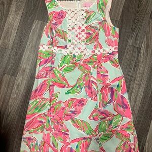 Lilly Pulitzer Pink and Green Leaf Print Dress